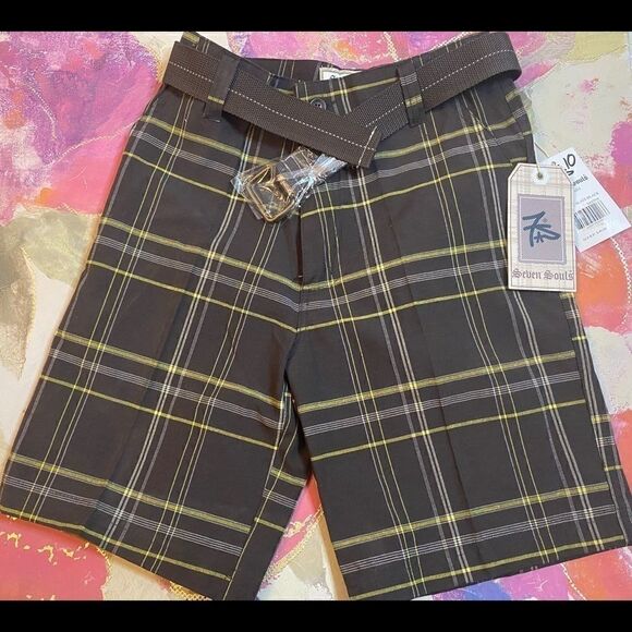 Seven Souls Plaid Boys Shorts Color: Slate Black - Picture 1 of 11